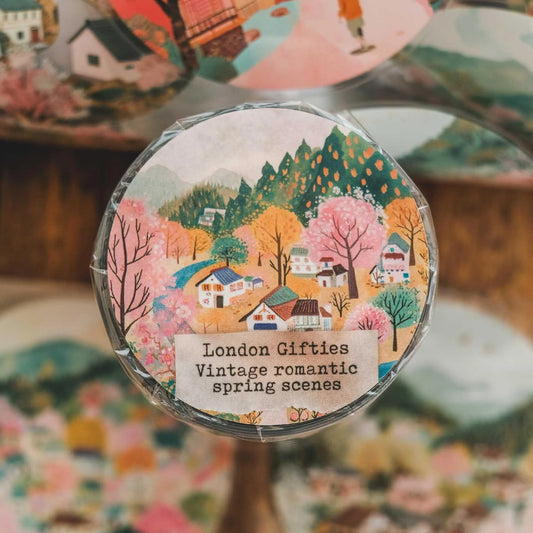 London Gifties_ Vintage romantic spring scenes 3D Gloss Kiss Cut PET Tape 10m[1Loop] LG 498