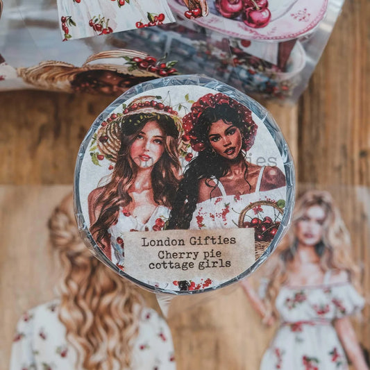 London Gifties_ Cherry pie cottage girls 3D Gloss PET Tape 10m[1Loop] LG 258