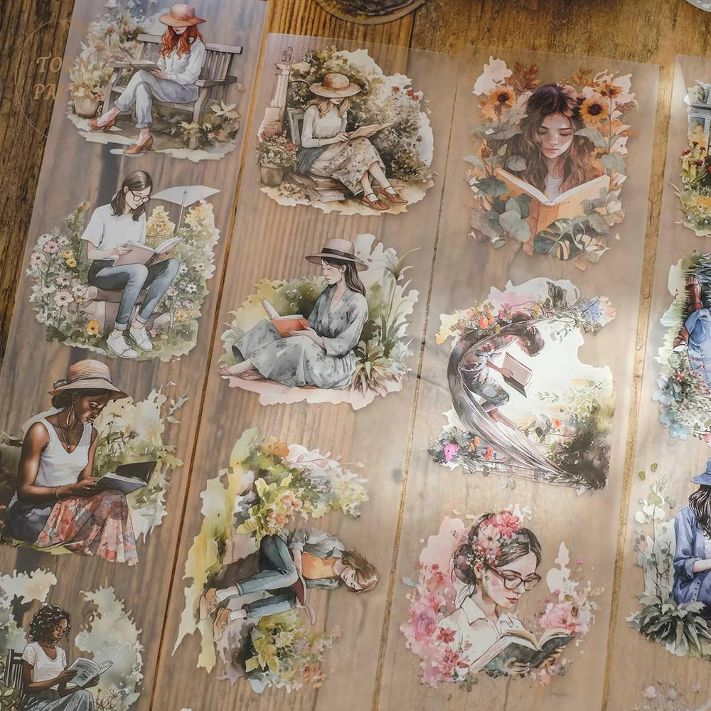London Gifties_ Reading in the midst of flowers matt PET Tape 10m[Whole] LG 007