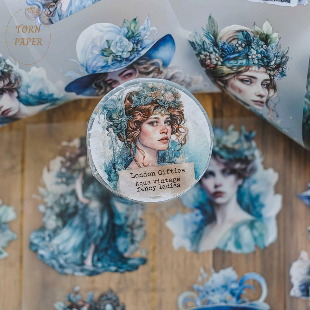 London Gifties_ Aqua vintage fancy ladies matt PET Tape[1Loop] LG 057