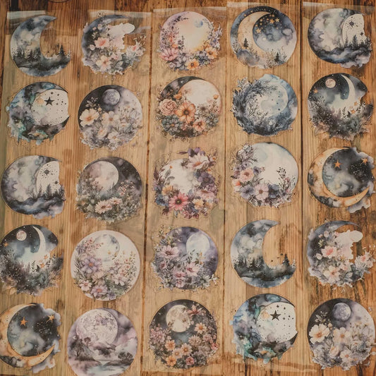 London Gifties_ Gorgeous blooming moons 3D Gloss Kiss Cut PET Tape 1Loop 125cm[1Loop] LG 534