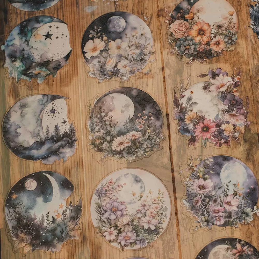 London Gifties_ Gorgeous blooming moons 3D Gloss Kiss Cut PET Tape 1Loop 125cm[1Loop] LG 534