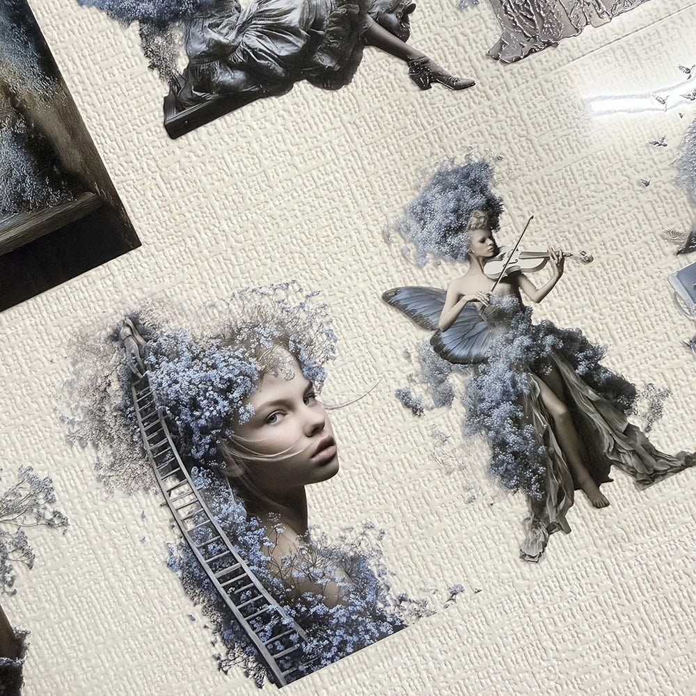 Torn Paper_ Ethereal Blue Garden 3D Print PET Tape 200cm TPM 100[1Loop]