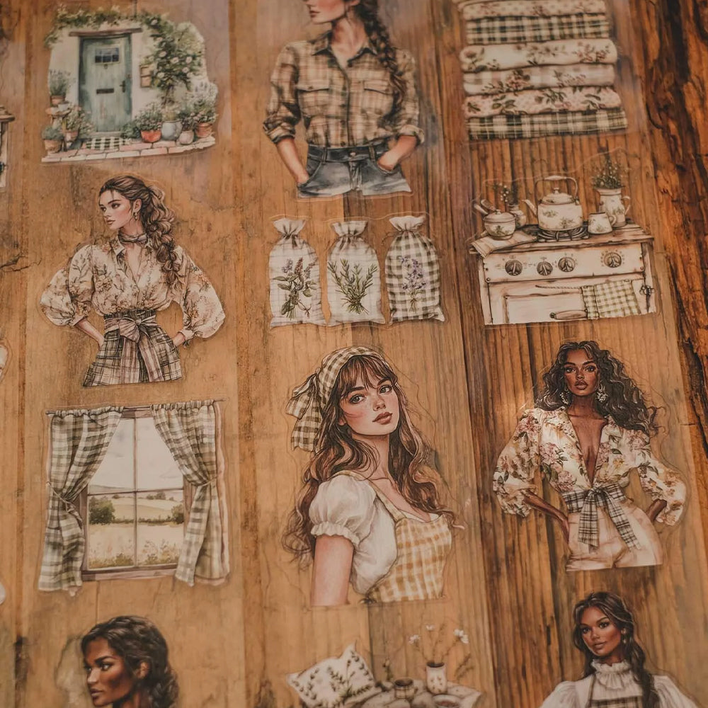 London Gifties_ Warm gingham in the countryside 3D Gloss Kiss Cut PET Tape 10m[1Loop] LG 465