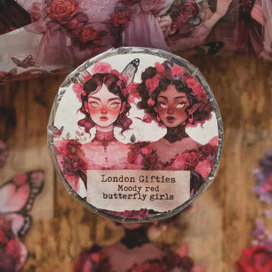London Gifties_ Moody red butterfly girls 3D Gloss Kiss Cut PET Tape 10m[Whole] LG 562