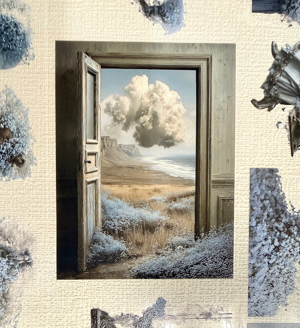 Torn Paper_ Ethereal Blue Garden 3D Print PET Tape 200cm TPM 100[1Loop]