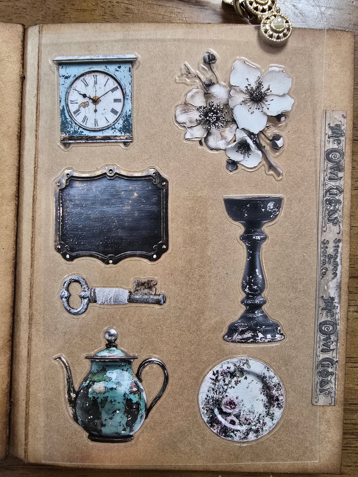 Torn Paper_ Vintage Antique Props 3D Print PET Stickerbook 10sheets TPM 042