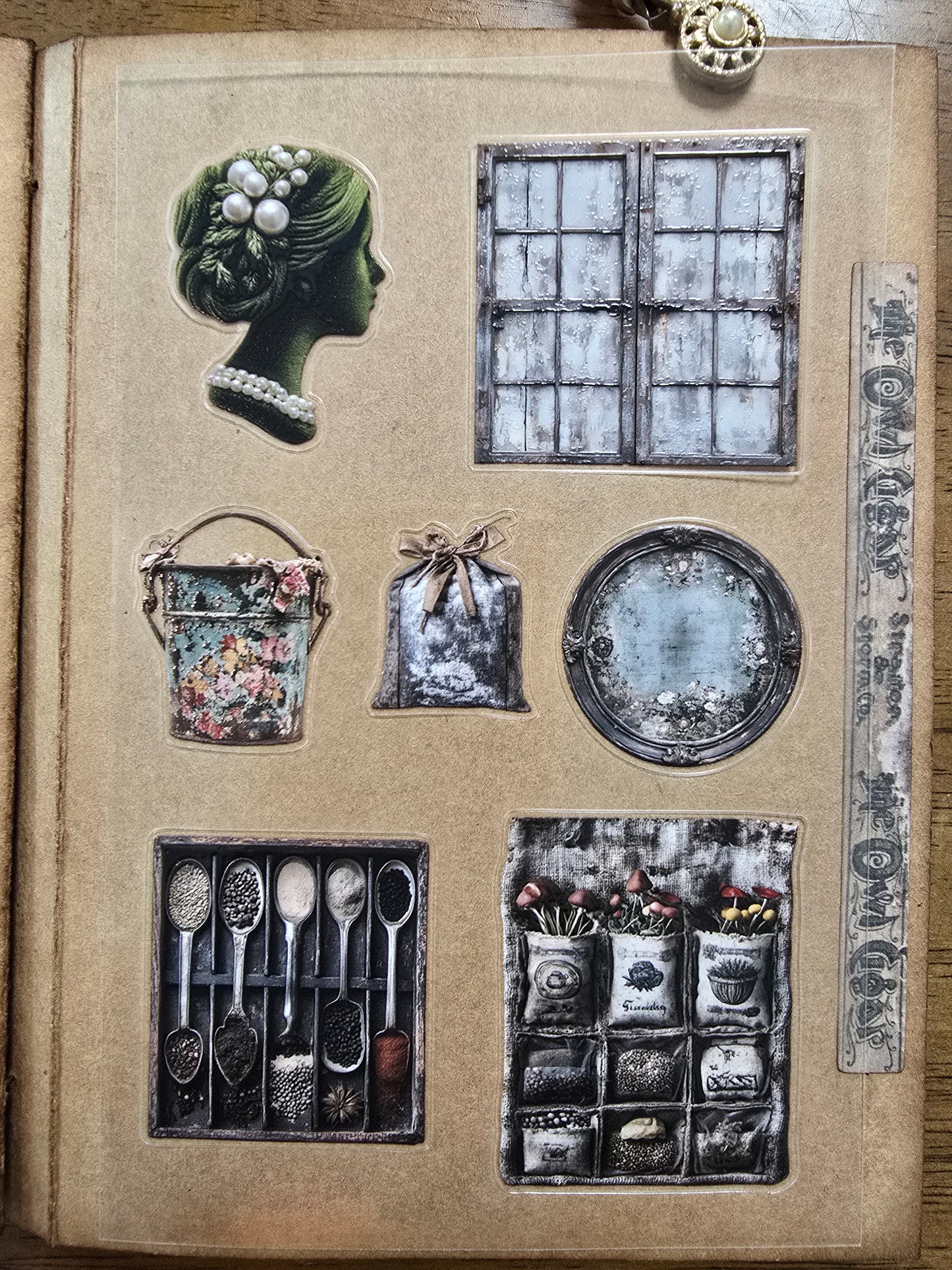 Torn Paper_ Vintage Antique Props 3D Print PET Stickerbook 10sheets TPM 042