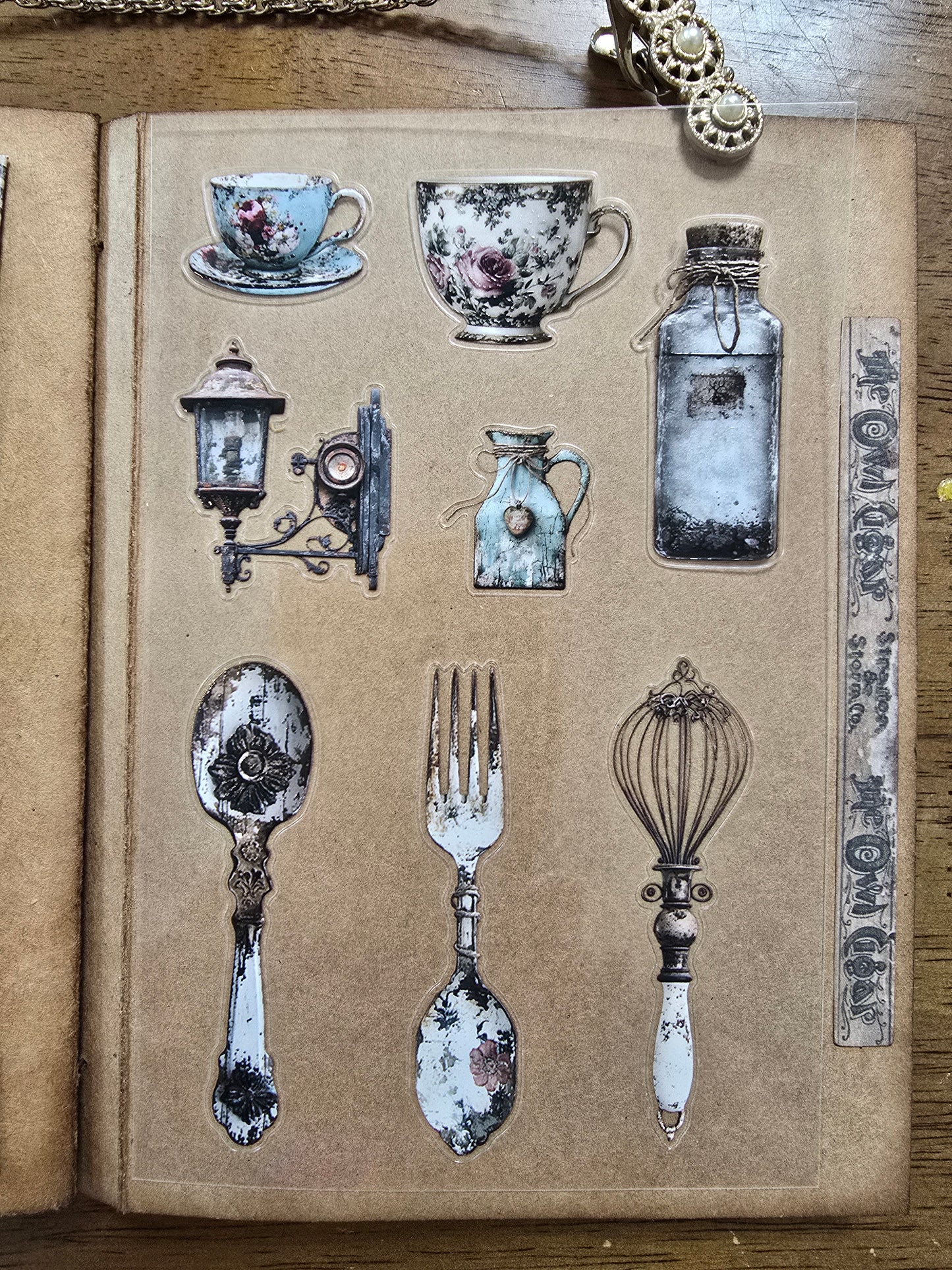 Torn Paper_ Vintage Antique Props 3D Print PET Stickerbook 10sheets TPM 042