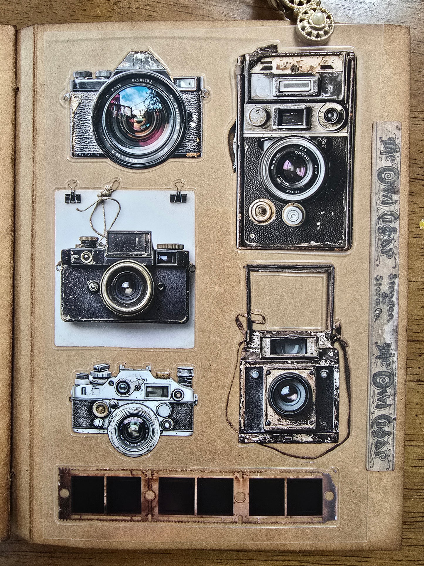 Torn Paper_ Vintage Old Filmstrip 3D Print PET Stickerbook 10sheets TPM 043