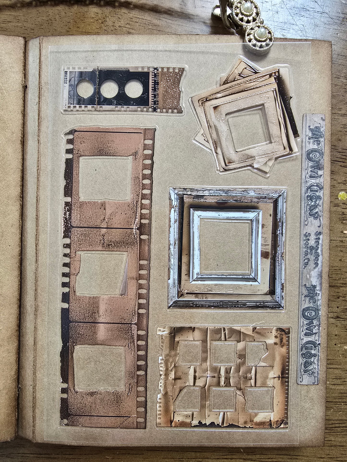 Torn Paper_ Vintage Old Filmstrip 3D Print PET Stickerbook 10sheets TPM 043
