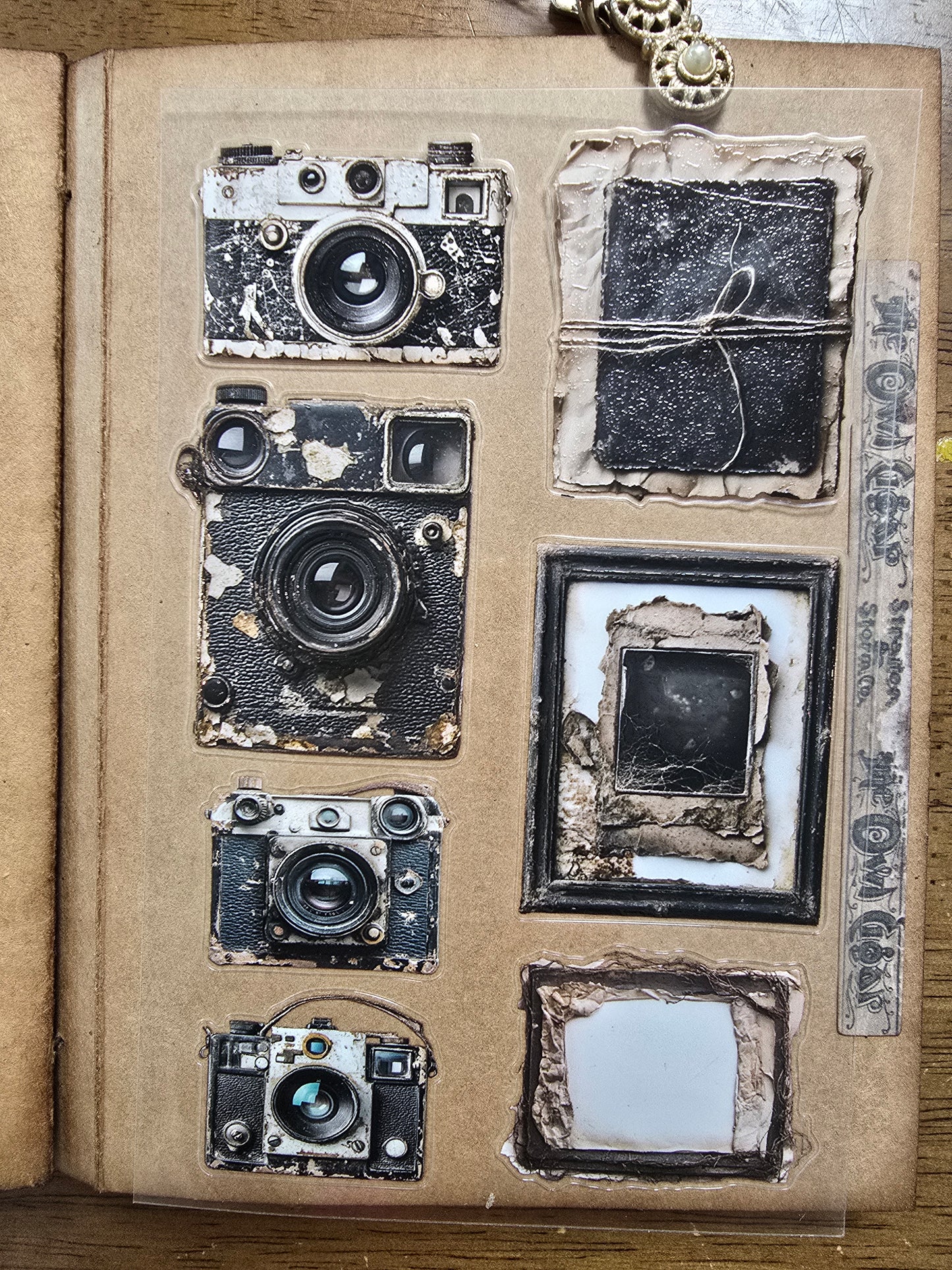 Torn Paper_ Vintage Old Filmstrip 3D Print PET Stickerbook 10sheets TPM 043