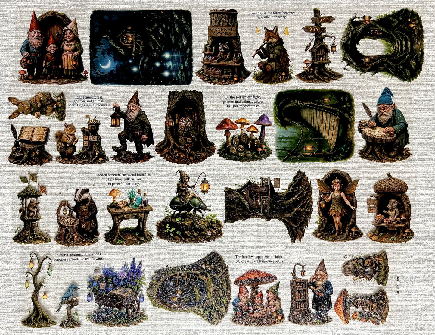 Torn Paper_ Little Gnomes of the Forest 3D Print PET Tape 200cm TPM 086[1Loop]