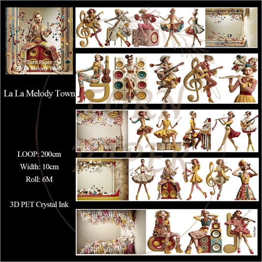 Torn Paper_ La La Melody Town 3D Print PET Tape 200cm TPM 101[1Loop]