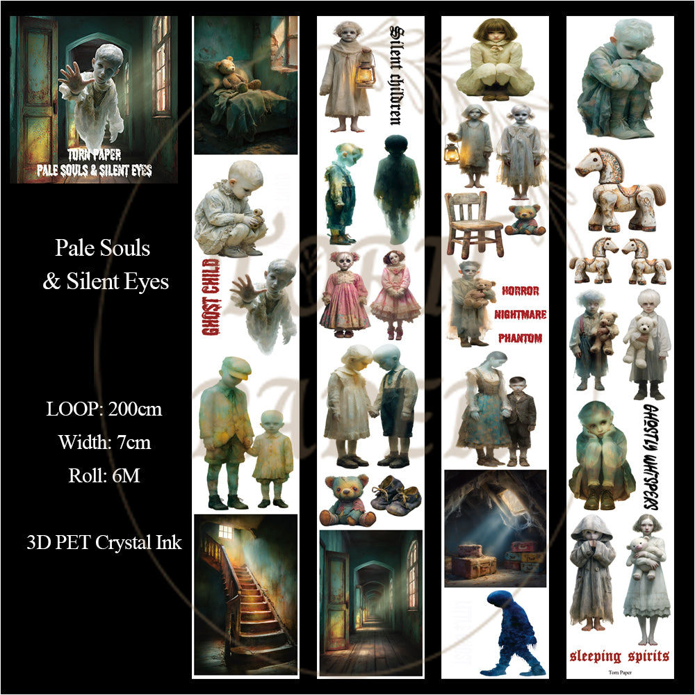Torn Paper_ Pale Souls & Silent Eyes 3D Print PET Tape 200cm TPM 096[1Loop]