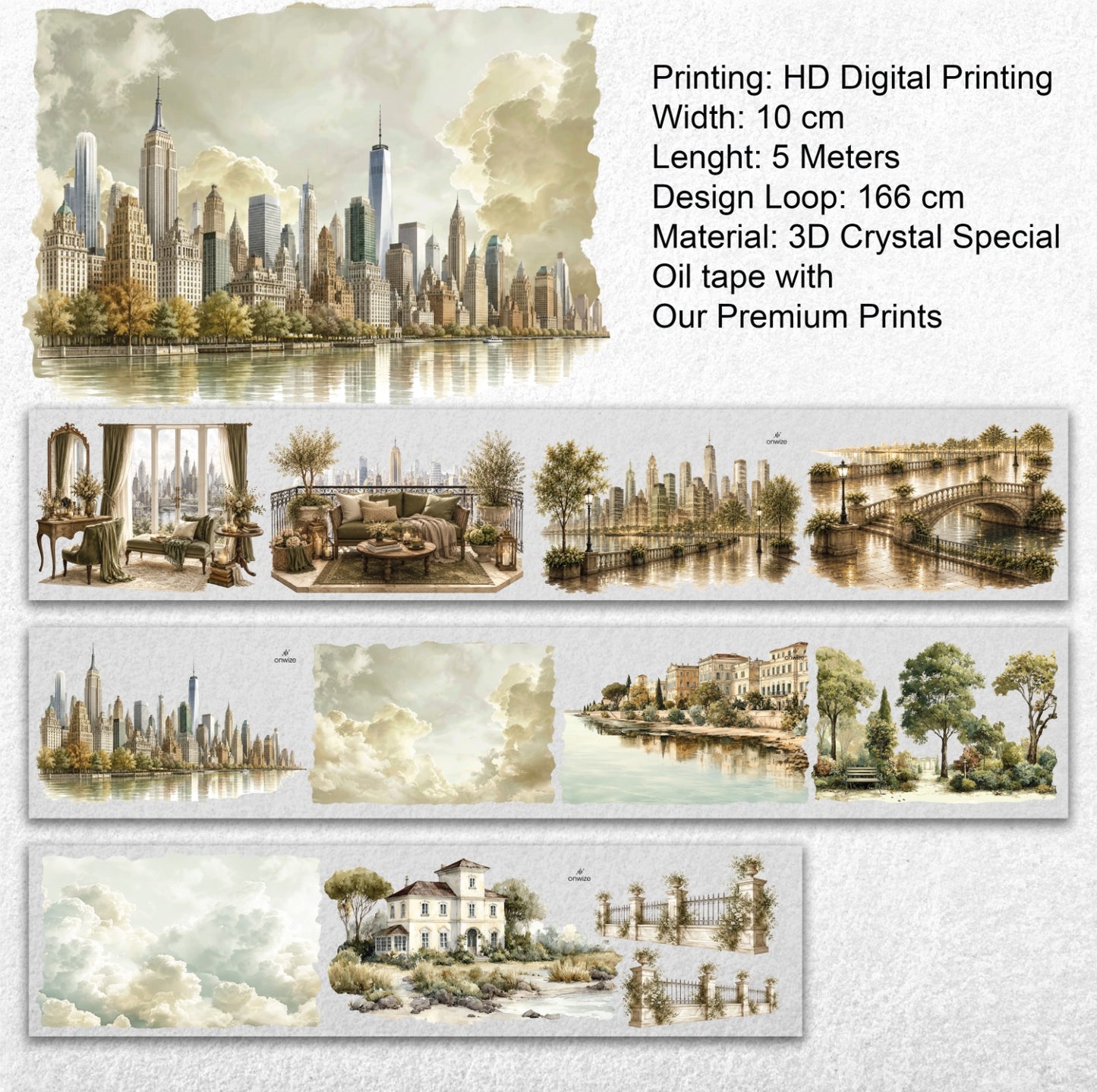 Onwize_ Journal Supplies Golden Cityscape 3D Crystal Ink OW 251[Whole]