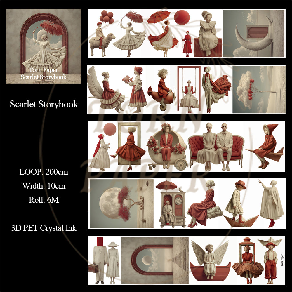 Torn Paper_ Scarlet Storybook 3D Print PET Tape 6m TPM 103[Whole]