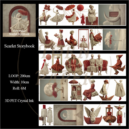 Torn Paper_ Scarlet Storybook 3D Print PET Tape 200cm TPM 103[1Loop]