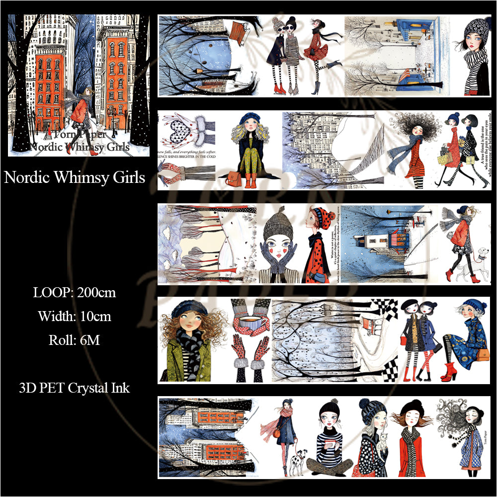 Torn Paper_ Nordic Whimsy Girls 3D Print PET Tape 200cm TPM 048[1Loop]