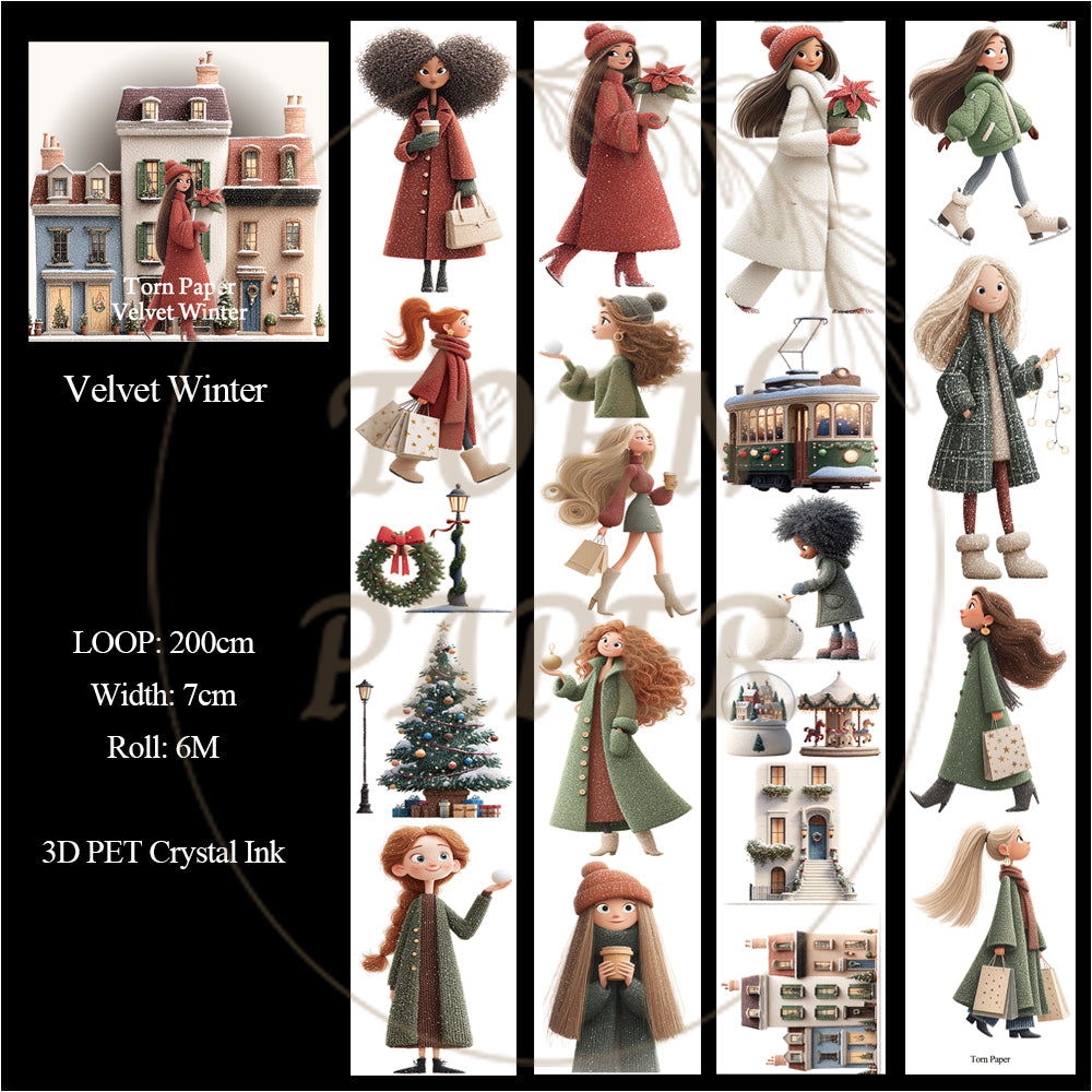Torn Paper_ Velvet Winter 3D Print PET Tape 200cm TPM 054[1Loop]