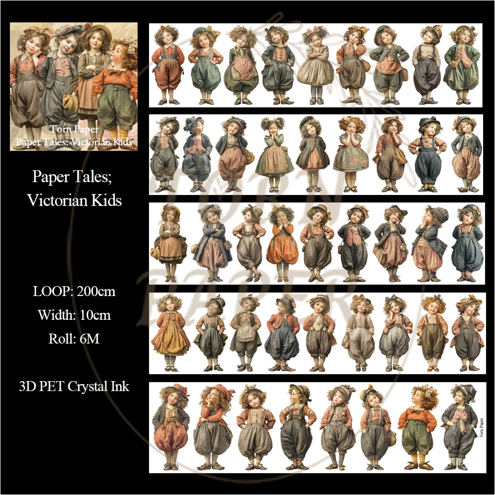Torn Paper_ Paper Tales: Victorian Kids 3D Print PET Tape 200cm TPM 056[1Loop]