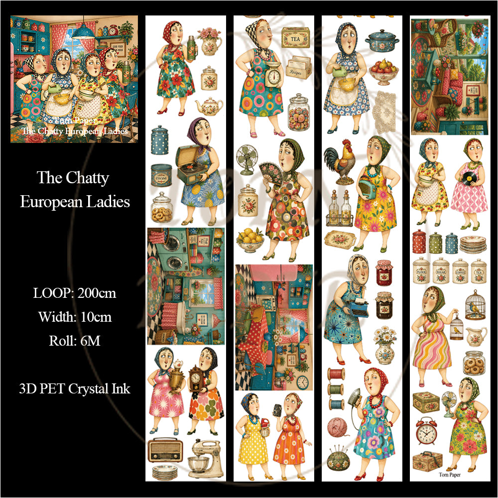 Torn Paper_ The Chatty European Ladies 3D Print PET Tape 200cm TPM 104[1Loop]