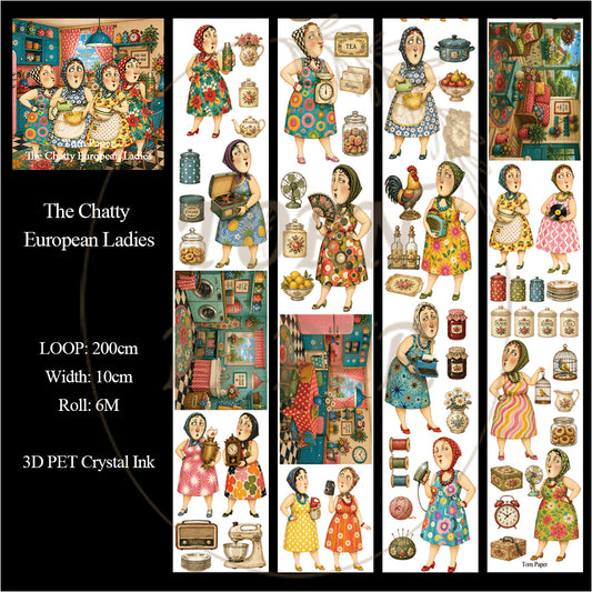 Torn Paper_ The Chatty European Ladies 3D Print PET Tape 200cm TPM 104[1Loop]
