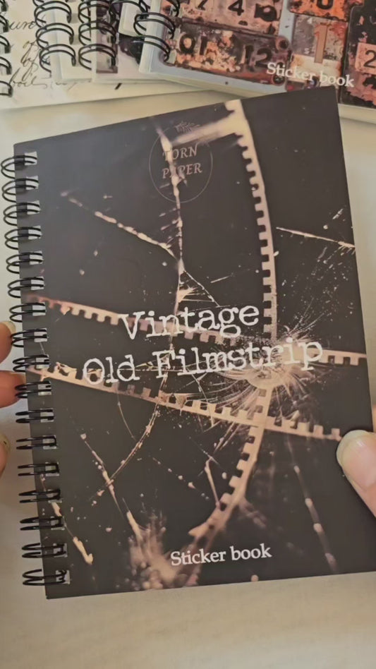 Torn Paper_ Vintage Old Filmstrip 3D Print PET Stickerbook 10sheets TPM 043